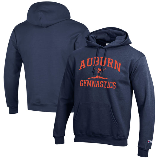 Men's Champion  Navy Auburn Tigers Gymnastics Icon Powerblend Pullover Hoodie