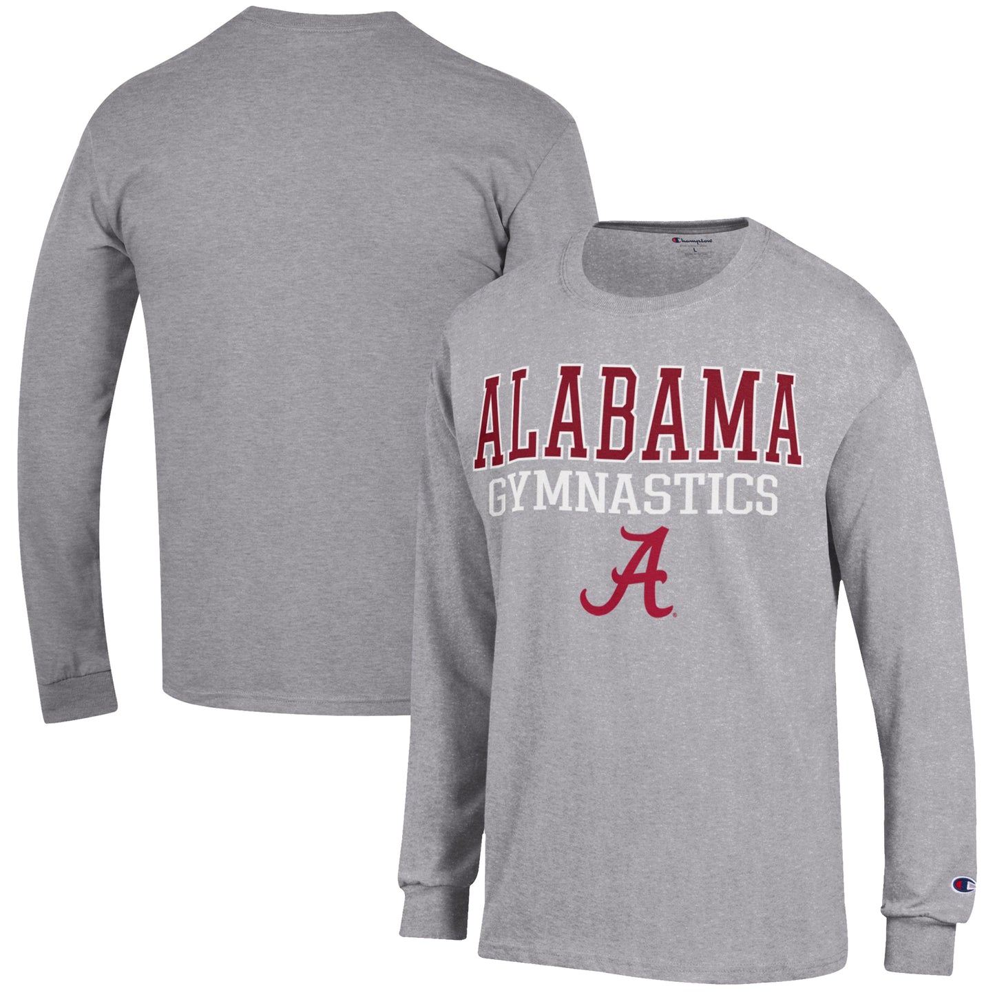 Men's Champion  Gray Alabama Crimson Tide Gymnastics Stack Long Sleeve T-Shirt