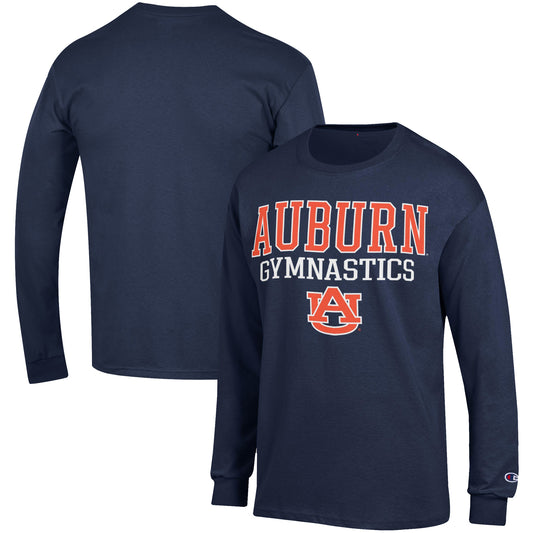 Men's Champion  Navy Auburn Tigers Gymnastics Stack Long Sleeve T-Shirt