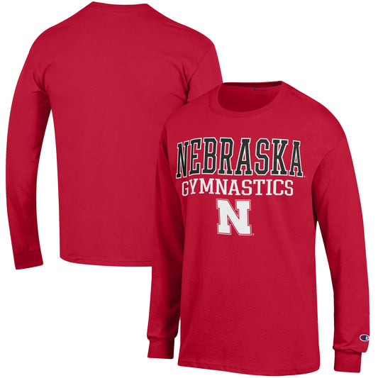 Men's Champion  Scarlet Nebraska Huskers Gymnastics Stack Long Sleeve T-Shirt