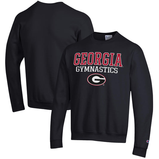 Men's Champion  Black Georgia Bulldogs Gymnastics Stack Powerblend Pullover Sweatshirt