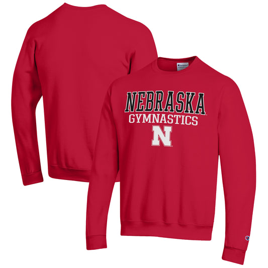 Men's Champion  Scarlet Nebraska Huskers Gymnastics Stack Powerblend Pullover Sweatshirt