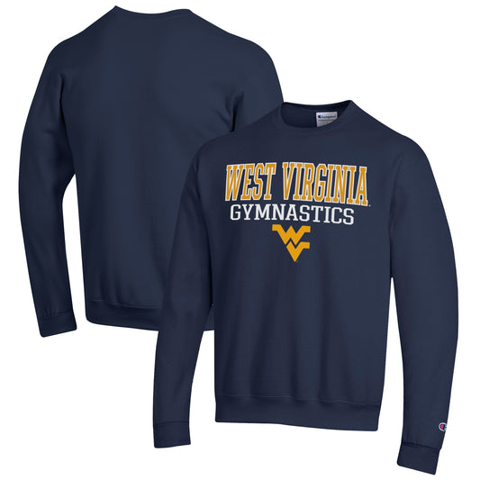 Men's Champion  Navy West Virginia Mountaineers Gymnastics Stack Powerblend Pullover Sweatshirt