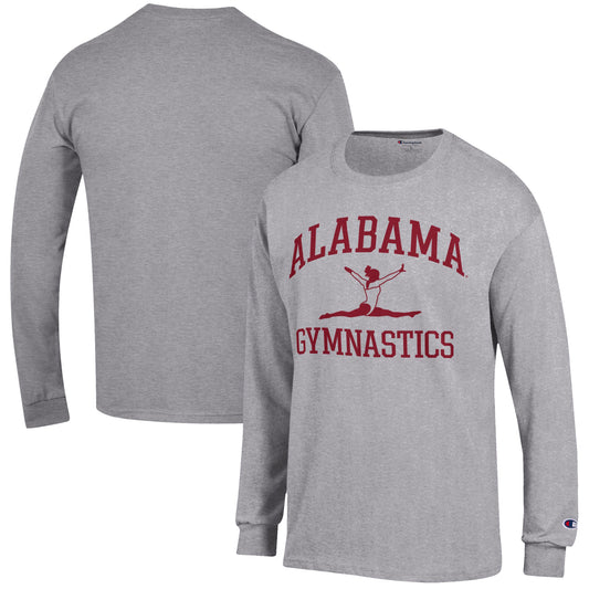 Men's Champion  Gray Alabama Crimson Tide Gymnastics Icon Long Sleeve T-Shirt