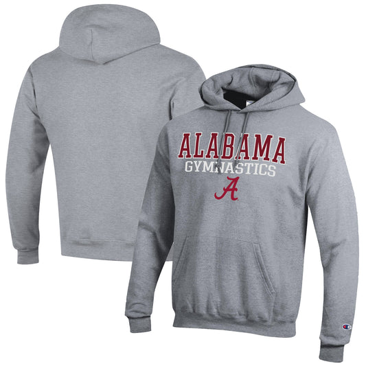 Men's Champion  Gray Alabama Crimson Tide Gymnastics Stack Powerblend Pullover Hoodie