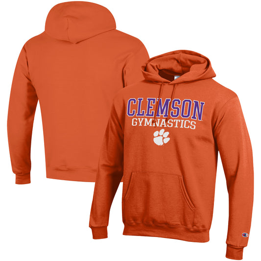 Men's Champion  Orange Clemson Tigers Gymnastics Stack Powerblend Pullover Hoodie