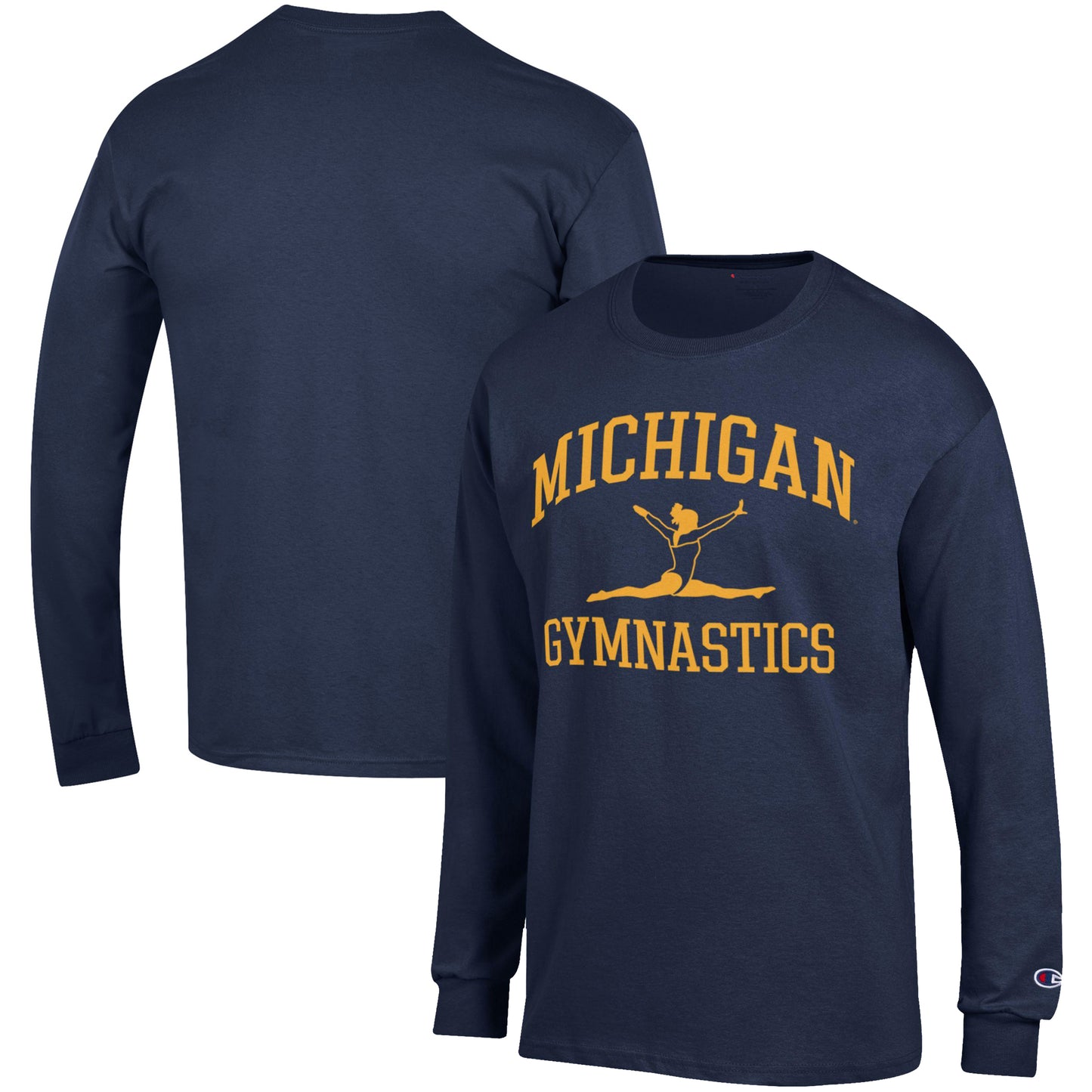 Men's Champion  Navy Michigan Wolverines Gymnastics Icon Long Sleeve T-Shirt