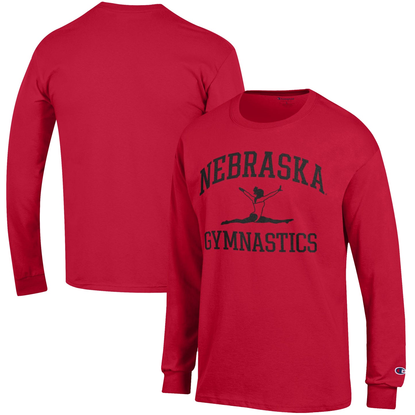 Men's Champion  Scarlet Nebraska Huskers Gymnastics Icon Long Sleeve T-Shirt