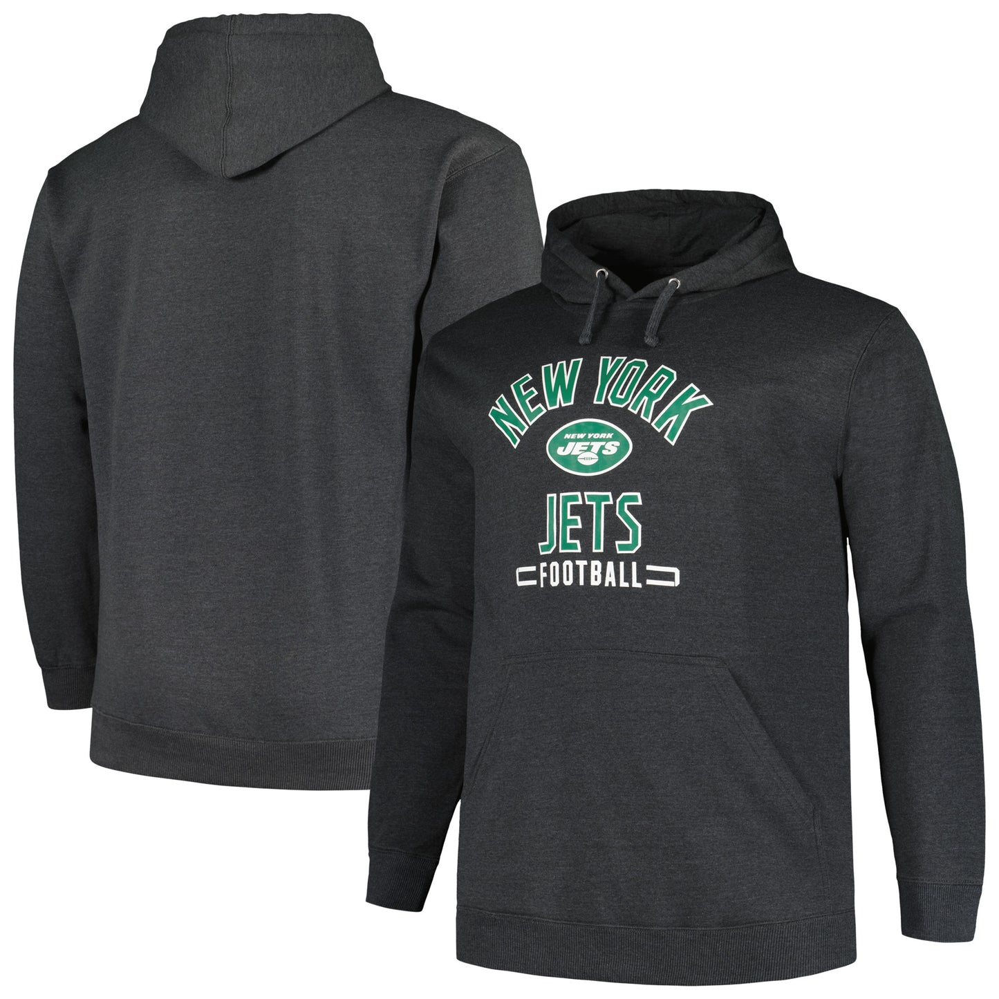 Men's Fanatics Heather Charcoal New York Jets Big & Tall Pullover Hoodie