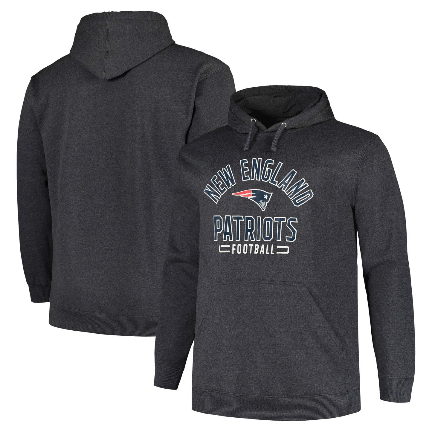 Men's Fanatics Heather Charcoal New England Patriots Big & Tall Pullover Hoodie