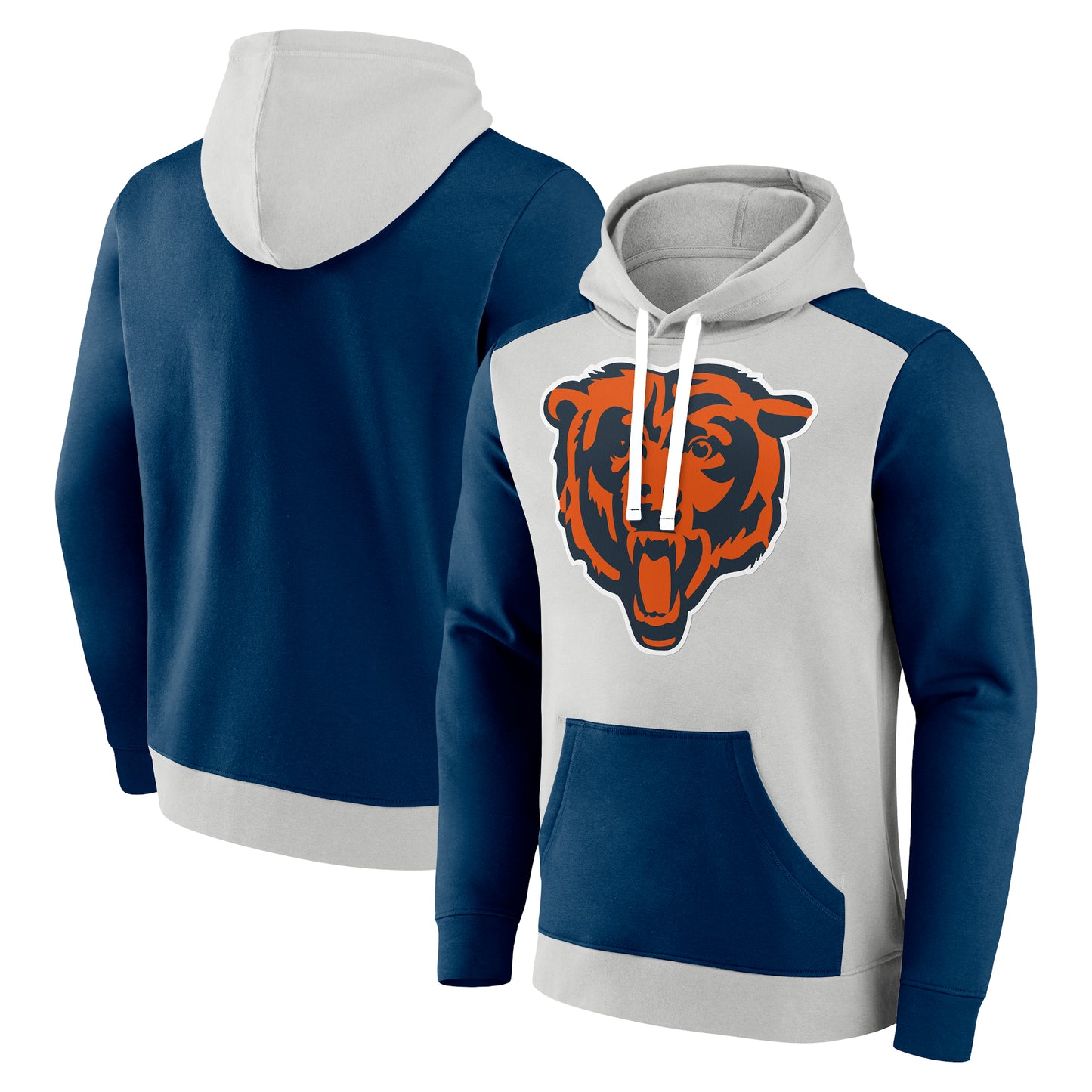 Men's Fanatics Silver/Navy Chicago Bears Big & Tall Team Fleece Pullover Hoodie