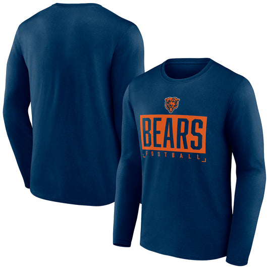 Men's Fanatics Navy Chicago Bears Big & Tall Wordmark Long Sleeve T-Shirt