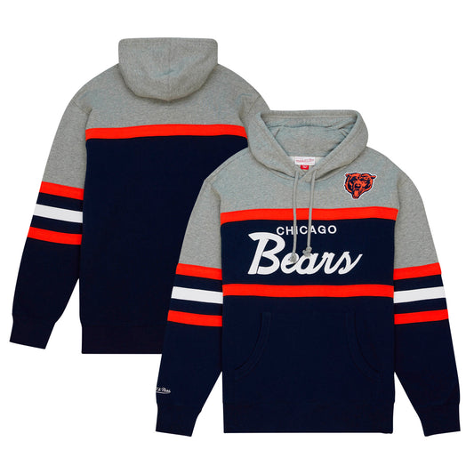 Men's Mitchell & Ness Navy/Heather Gray Chicago Bears Head Coach Pullover Hoodie