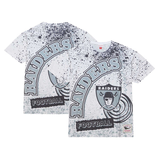 Men's Mitchell & Ness White Las Vegas Raiders Team Burst Sublimated T-Shirt