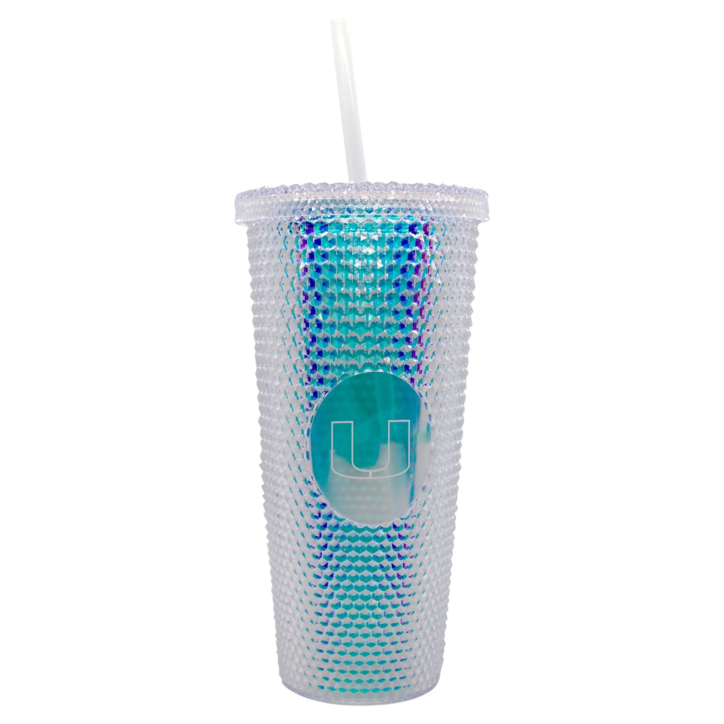 Miami Hurricanes 24oz. Iridescent Studded Travel Tumbler with Straw