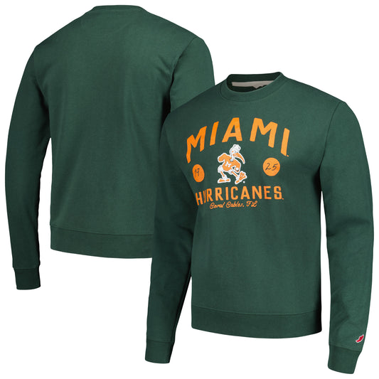 Men's League Collegiate Wear  Green Miami Hurricanes Bendy Arch Essential Pullover Sweatshirt