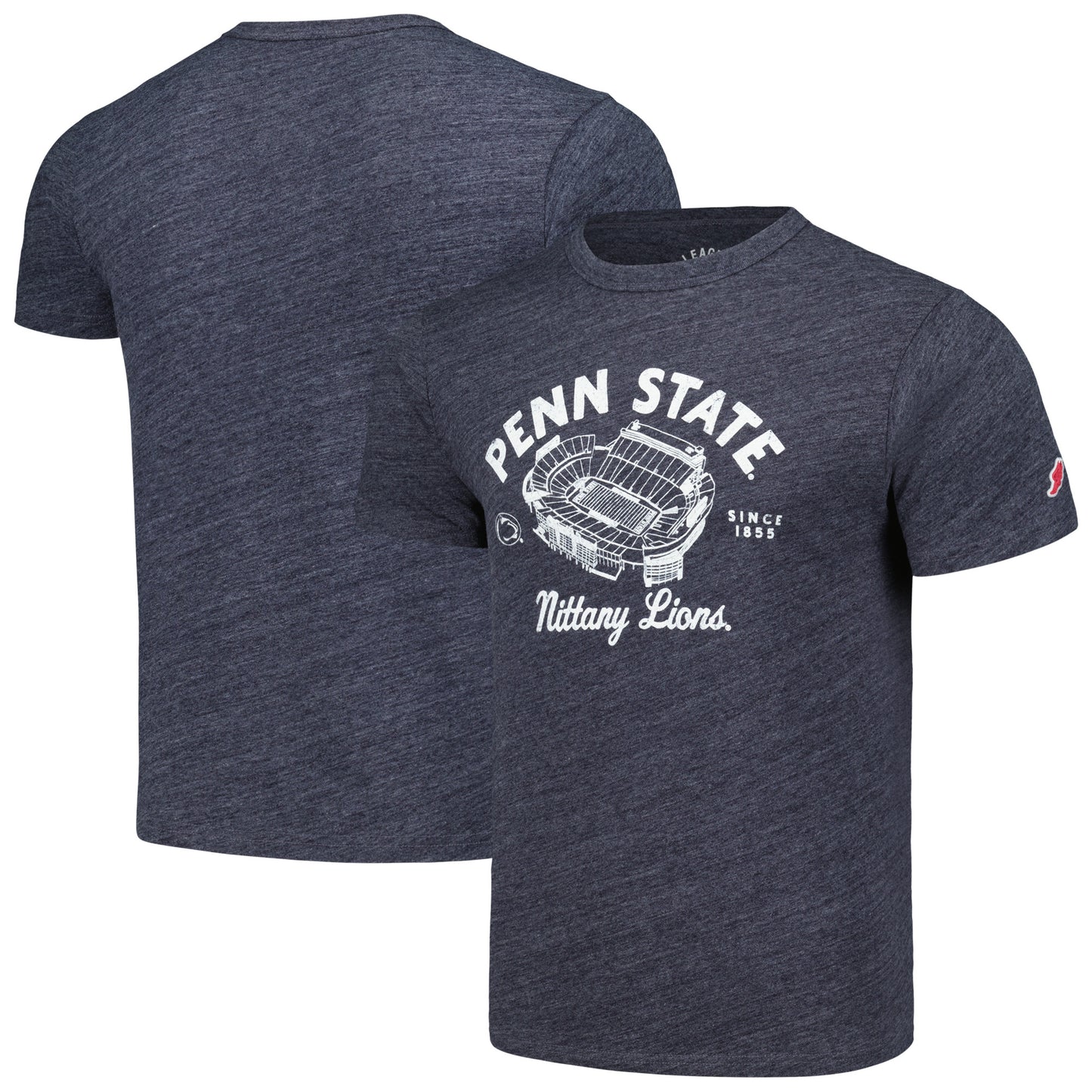 Men's League Collegiate Wear Heather Navy Penn State Nittany Lions Stadium Victory Falls Tri-Blend T-Shirt