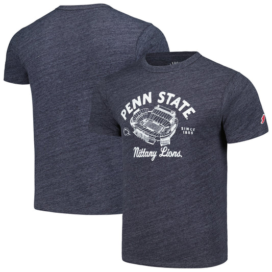 Men's League Collegiate Wear Heather Navy Penn State Nittany Lions Stadium Victory Falls Tri-Blend T-Shirt