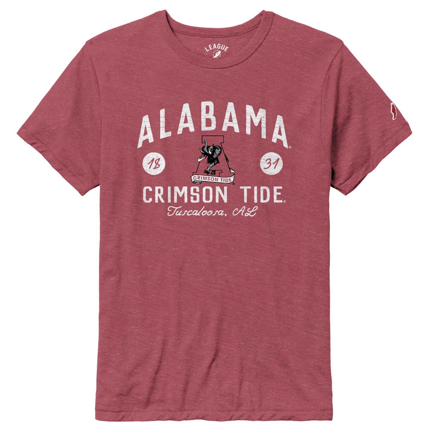 Men's League Collegiate Wear Crimson Alabama Crimson Tide Bendy Arch Victory Falls Tri-Blend T-Shirt