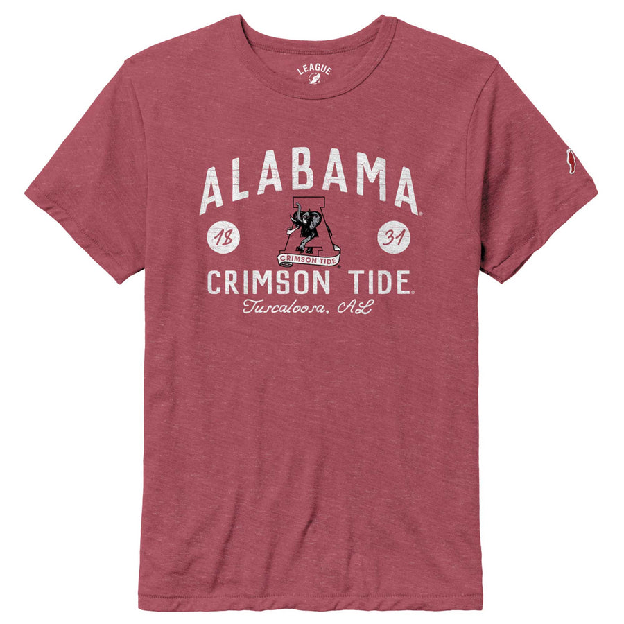 Men's League Collegiate Wear Crimson Alabama Crimson Tide Bendy Arch Victory Falls Tri-Blend T-Shirt