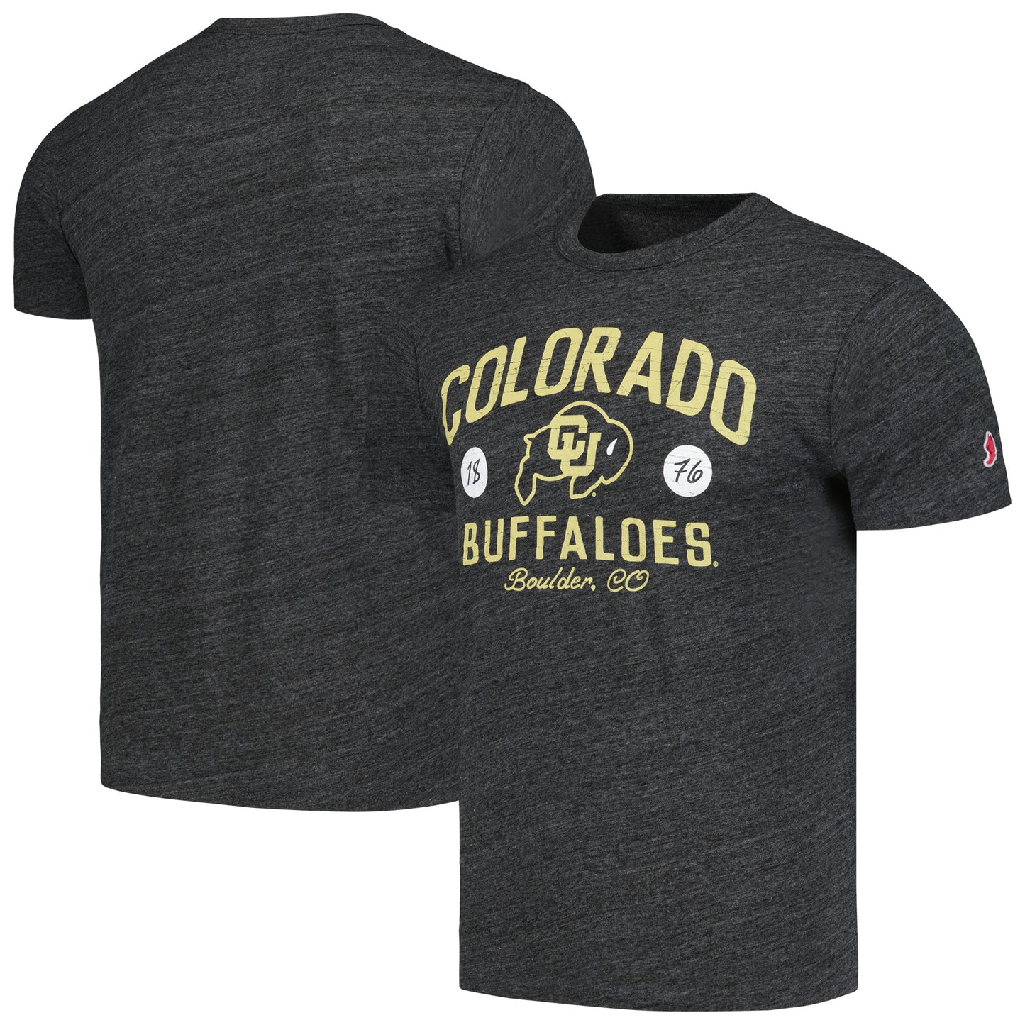 Men's League Collegiate Wear Heather Charcoal Colorado Buffaloes Bendy Arch Victory Falls Tri-Blend T-Shirt