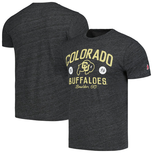 Men's League Collegiate Wear Heather Charcoal Colorado Buffaloes Bendy Arch Victory Falls Tri-Blend T-Shirt