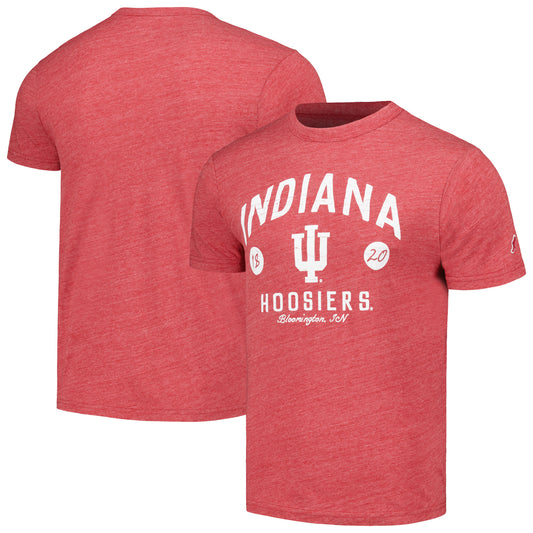 Men's League Collegiate Wear Heather Crimson Indiana Hoosiers Bendy Arch Victory Falls Tri-Blend T-Shirt