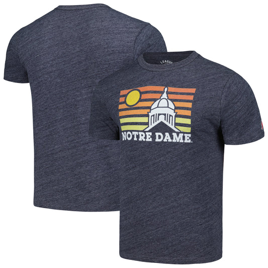 Men's League Collegiate Wear Heather Navy Notre Dame Fighting Irish Hyper Local Victory Falls Tri-Blend T-Shirt