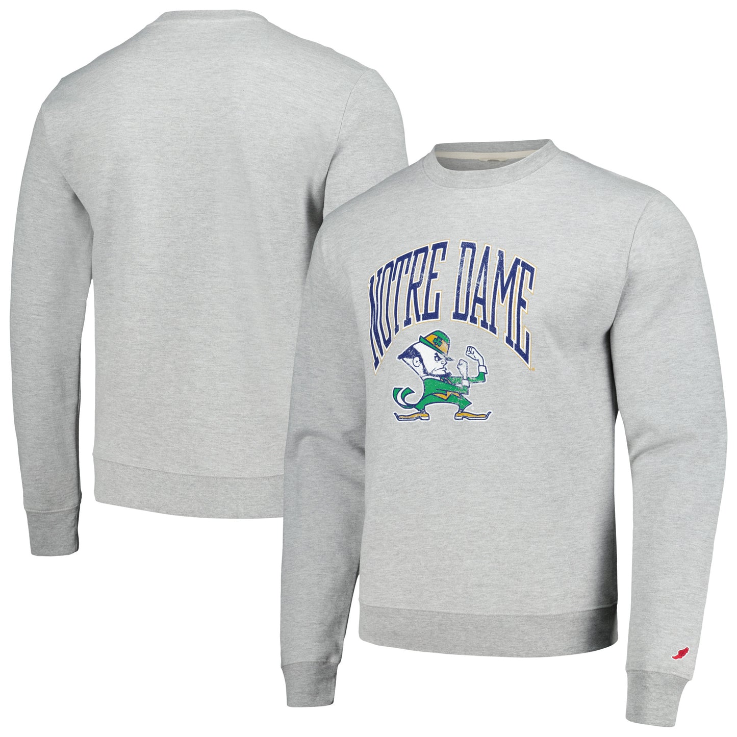Men's League Collegiate Wear Heather Gray Notre Dame Fighting Irish Tall Arch Essential Pullover Sweatshirt