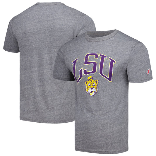 Men's League Collegiate Wear Heather Gray LSU Tigers Tall Arch Victory Falls Tri-Blend T-Shirt