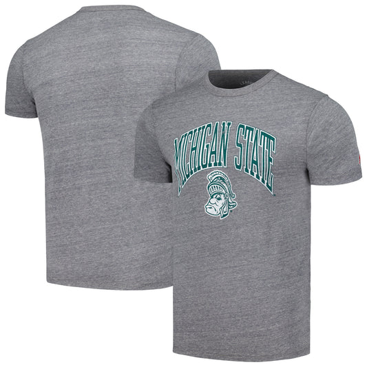 Men's League Collegiate Wear Heather Gray Michigan State Spartans Tall Arch Victory Falls Tri-Blend T-Shirt