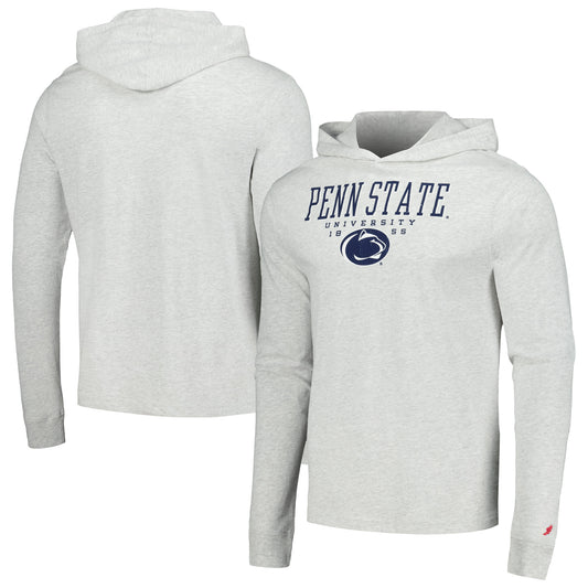 Men's League Collegiate Wear Ash Penn State Nittany Lions Team Stack Tumble Long Sleeve Hooded T-Shirt