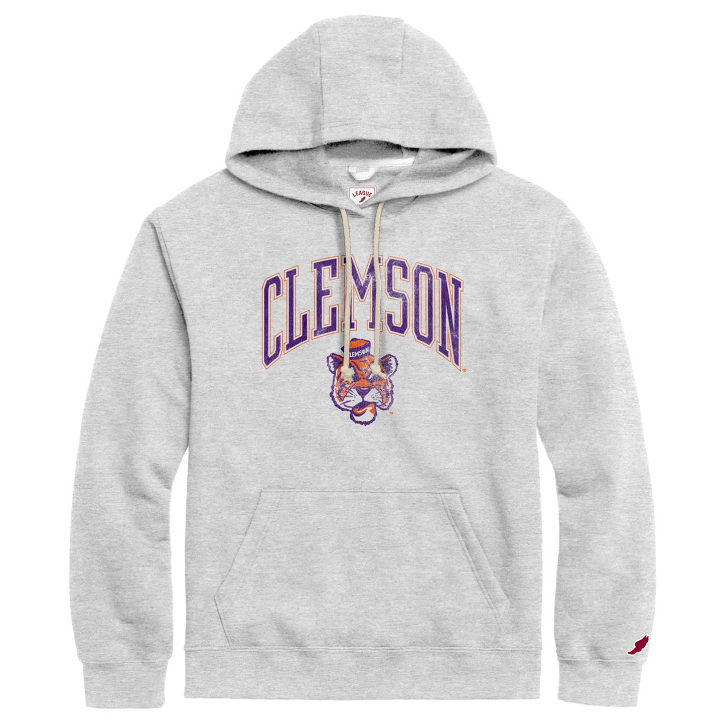 Men's League Collegiate Wear  Heather Gray Clemson Tigers Tall Arch Essential Pullover Hoodie