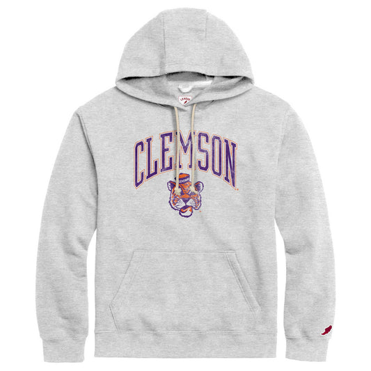 Men's League Collegiate Wear  Heather Gray Clemson Tigers Tall Arch Essential Pullover Hoodie