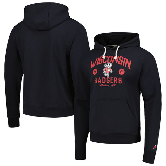 Men's League Collegiate Wear  Black Wisconsin Badgers Bendy Arch Essential Pullover Hoodie