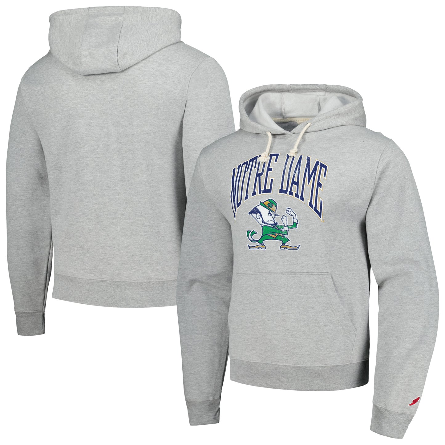 Men's League Collegiate Wear  Heather Gray Notre Dame Fighting Irish Tall Arch Essential Pullover Hoodie