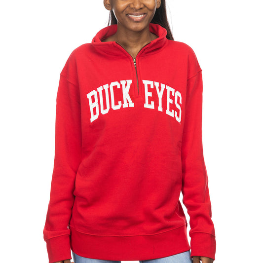 Women's ZooZatz Scarlet Ohio State Buckeyes Fleece Quarter-Zip Pullover Top