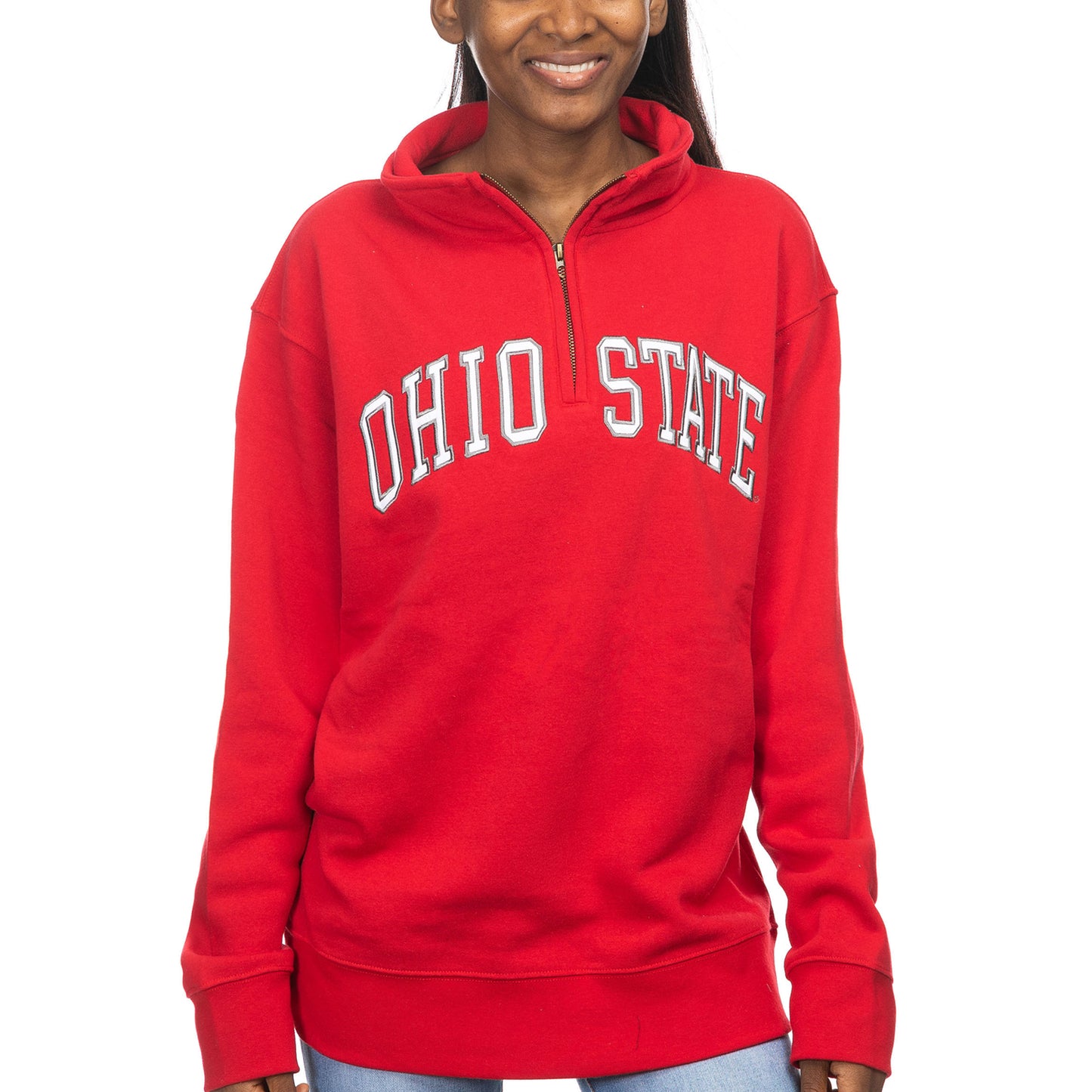 Women's ZooZatz Scarlet Ohio State Buckeyes Fleece Quarter-Zip Pullover Top