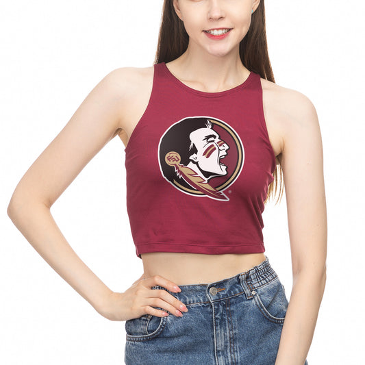 Women's ZooZatz Garnet Florida State Seminoles High Neck Cropped Tank Top