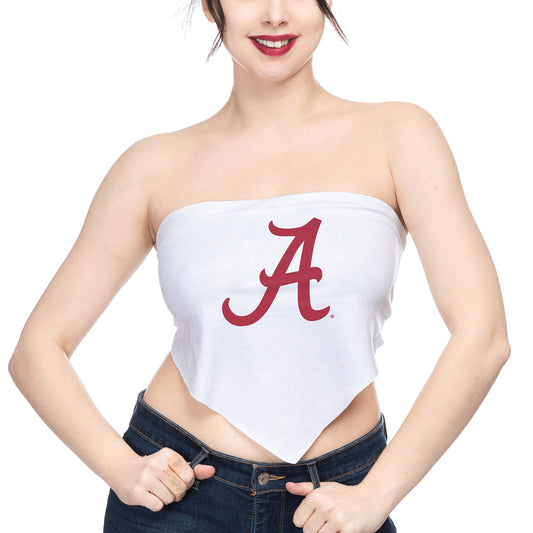 Women's ZooZatz White Alabama Crimson Tide Strapless Tie Back Top