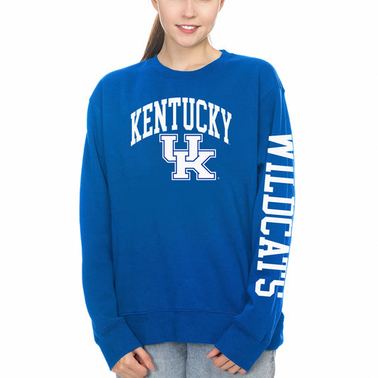 Women's ZooZatz Royal Kentucky Wildcats Fleece Crewneck Pullover Sweatshirt