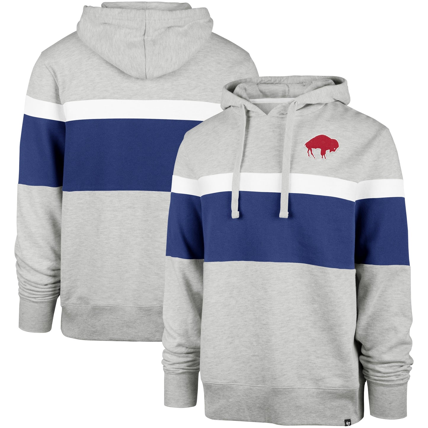 Men's '47 Heather Gray Buffalo Bills Warren Pullover Hoodie