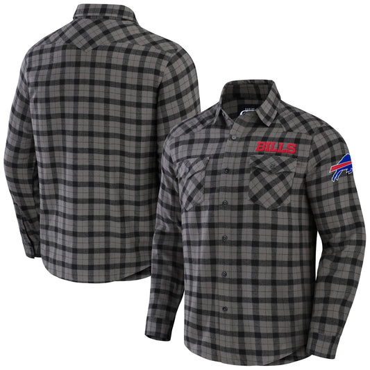 Men's NFL x Darius Rucker Collection by Fanatics Gray Buffalo Bills Flannel Long Sleeve Button-Up Shirt