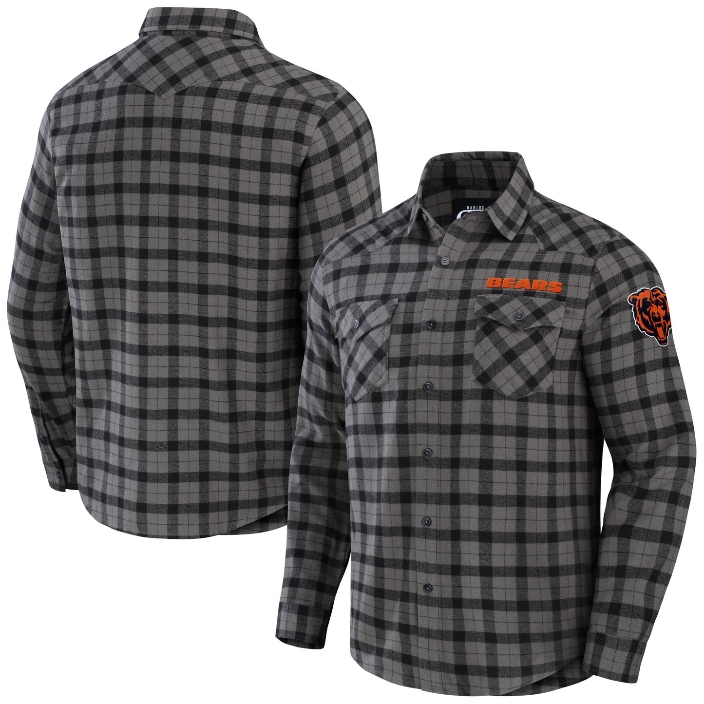 Men's NFL x Darius Rucker Collection by Fanatics Gray Chicago Bears Flannel Long Sleeve Button-Up Shirt