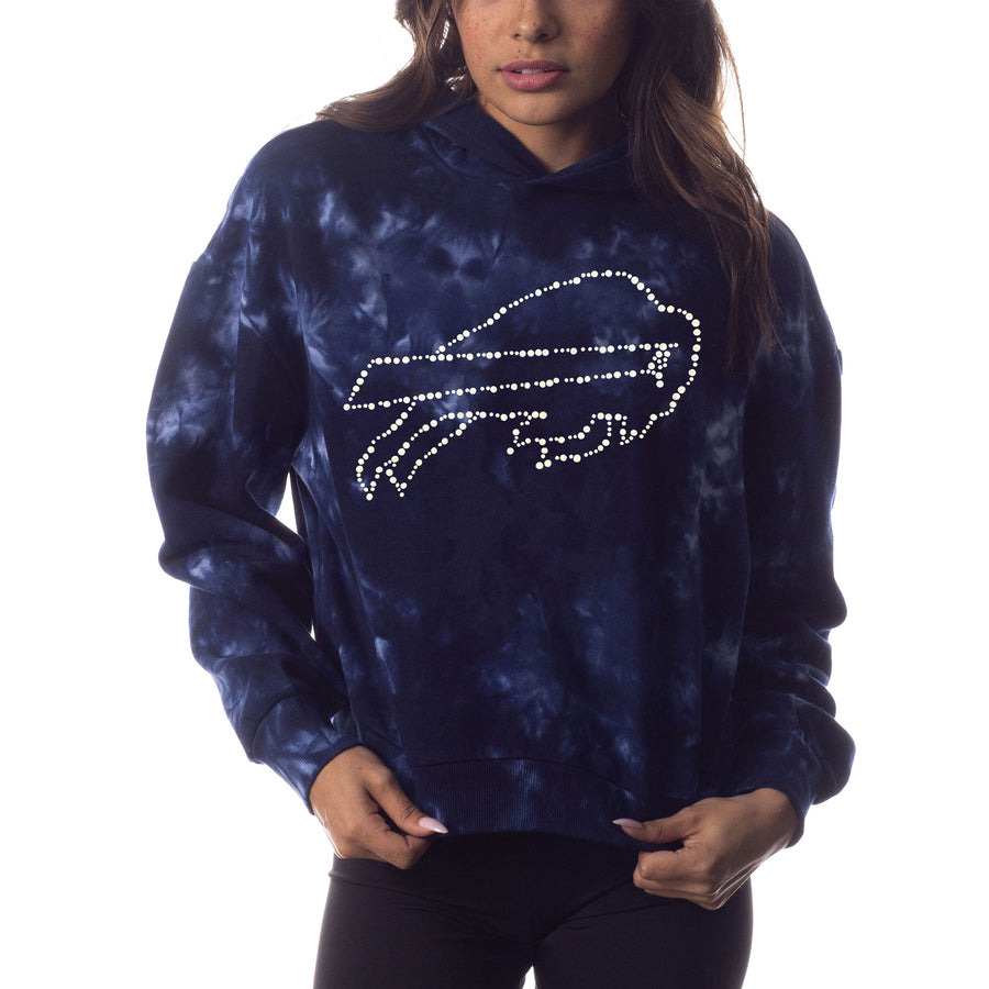 Women's The Wild Collective  Royal Buffalo Bills Tie-Dye Cropped Pullover Hoodie