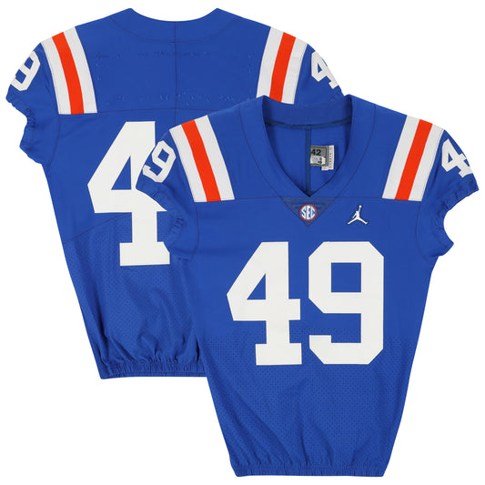 Florida Gators Team-Issued #49 Blue Throwback Jersey from the 2020-21 NCAA Football Seasons