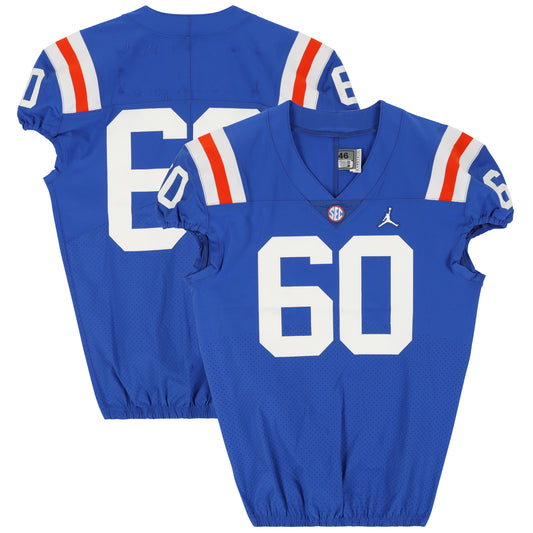 Florida Gators Team-Issued #60 Blue Throwback Jersey from the 2020-21 NCAA Football Seasons