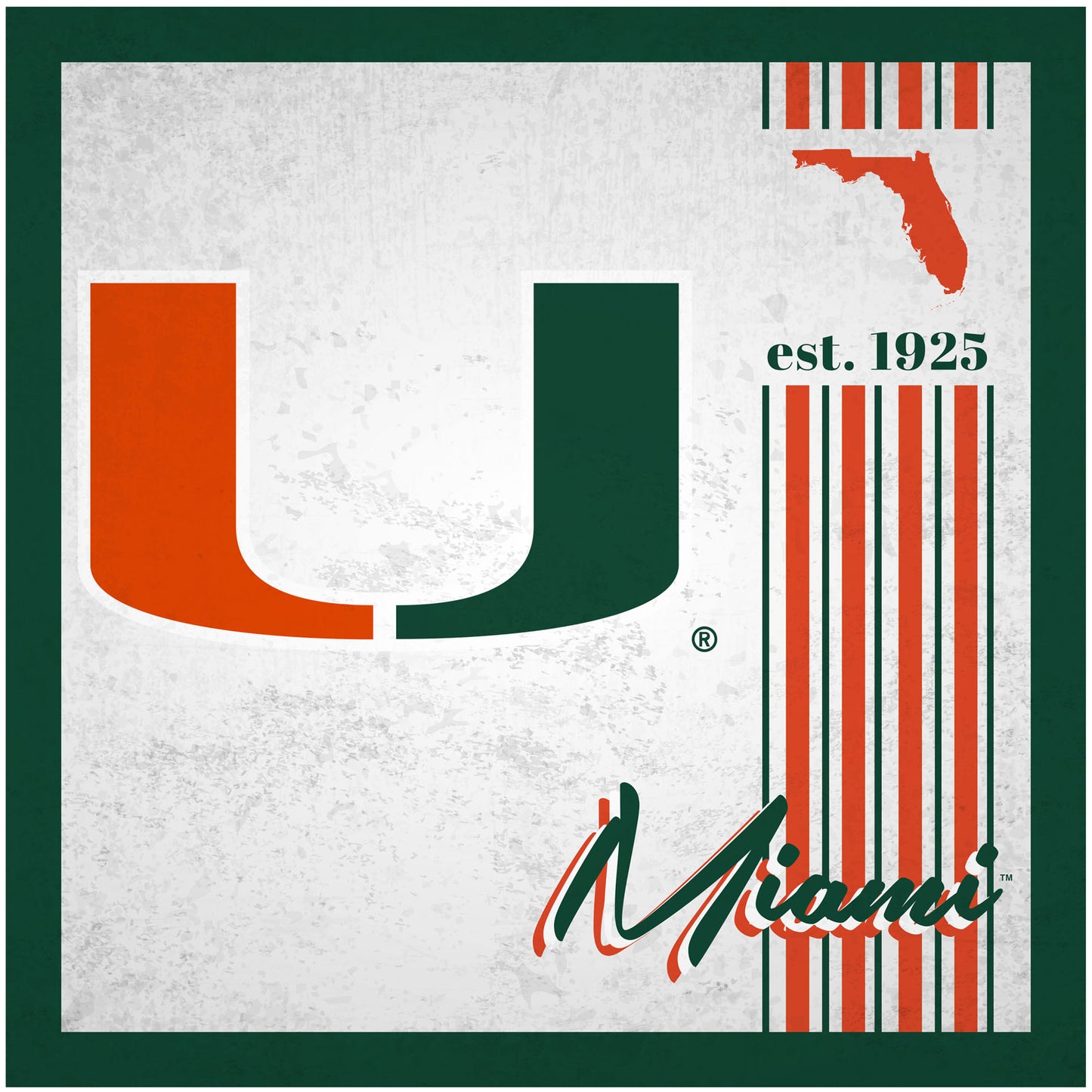 Miami Hurricanes 10" x 10" Greatest Hits Team Sign