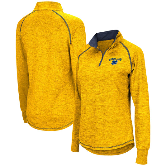 Women's Colosseum Gold Notre Dame Fighting Irish Bikram Raglan Quarter-Zip Top