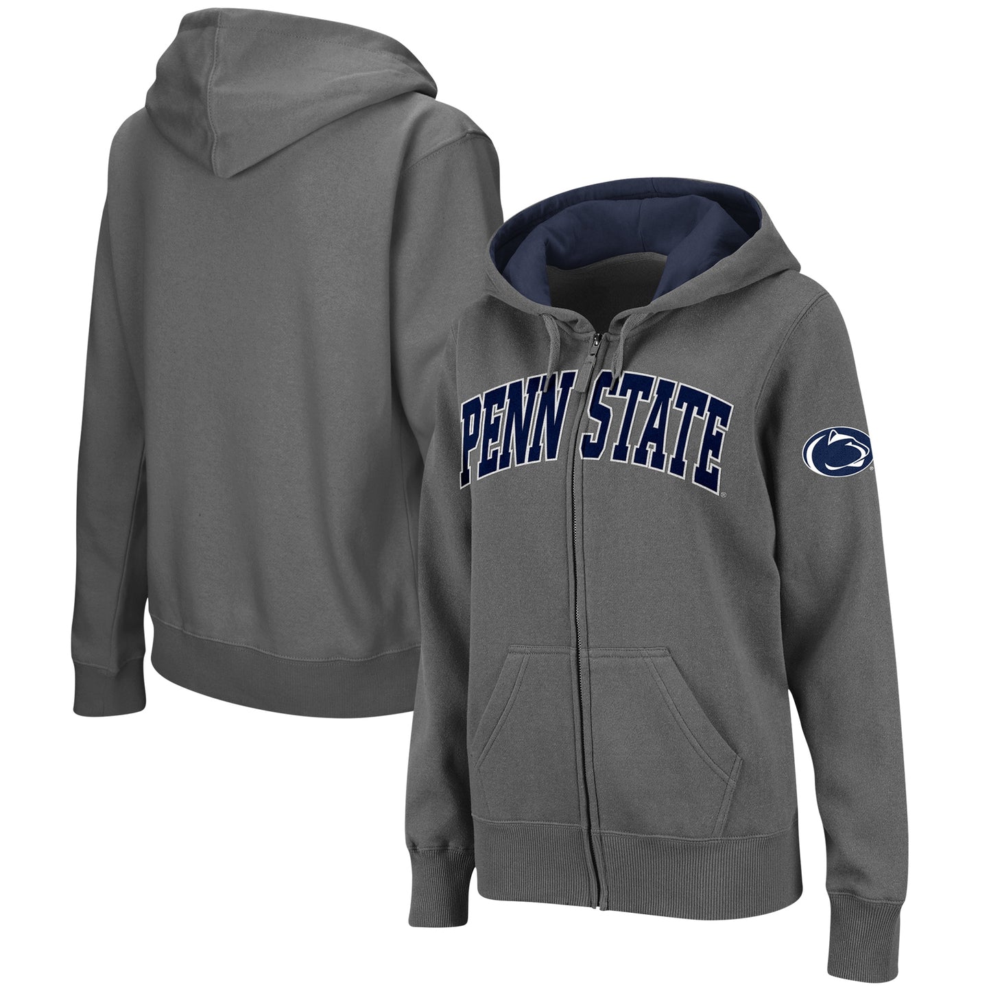 Women's Colosseum  Charcoal Penn State Nittany Lions Arched Name Full-Zip Hoodie